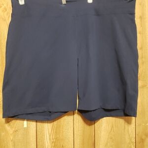 Lands End Womens Blue Bike Shorts  Exercise Casual Plus Size 3X (24-26)